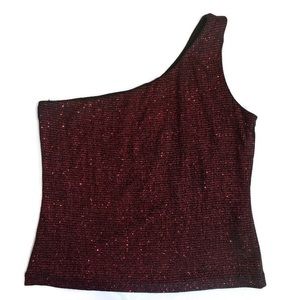 Xscape one  shoulder Sequence blouse